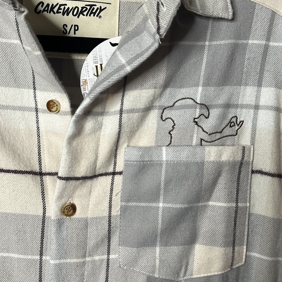 Rare Dobby Harry Potter flannel cakeworthy cream grey w/ brown pinstripe tartan - Picture 4 of 16